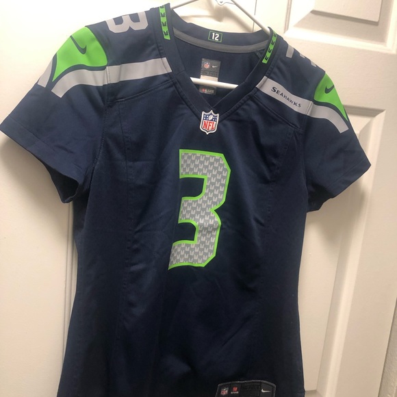 Nike On Field NFL Player Seattle Seahawks#3 Wilson Women's Blue Authentic Jersey - Picture 8 of 12